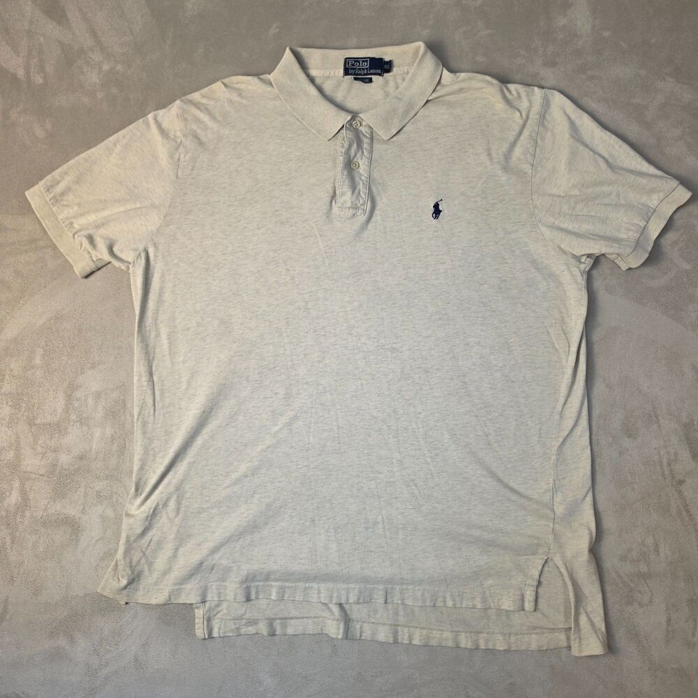 Men's Polo Ralph Lauren Polo Beige Collared Short Sleeve Golf/Rugby Shirt XL